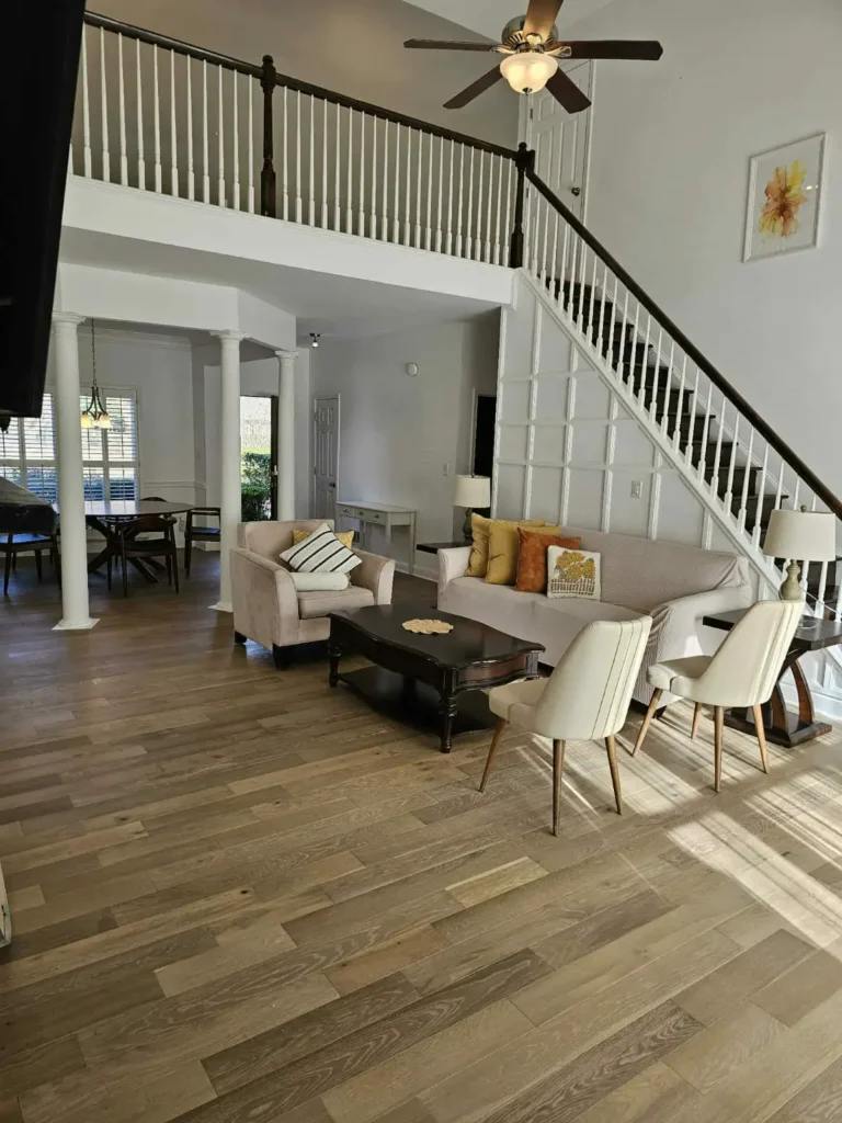 Living room with staircase